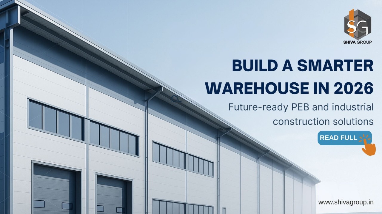 Modern warehouse in 2026 with PEB steel structure design by Shiva Group