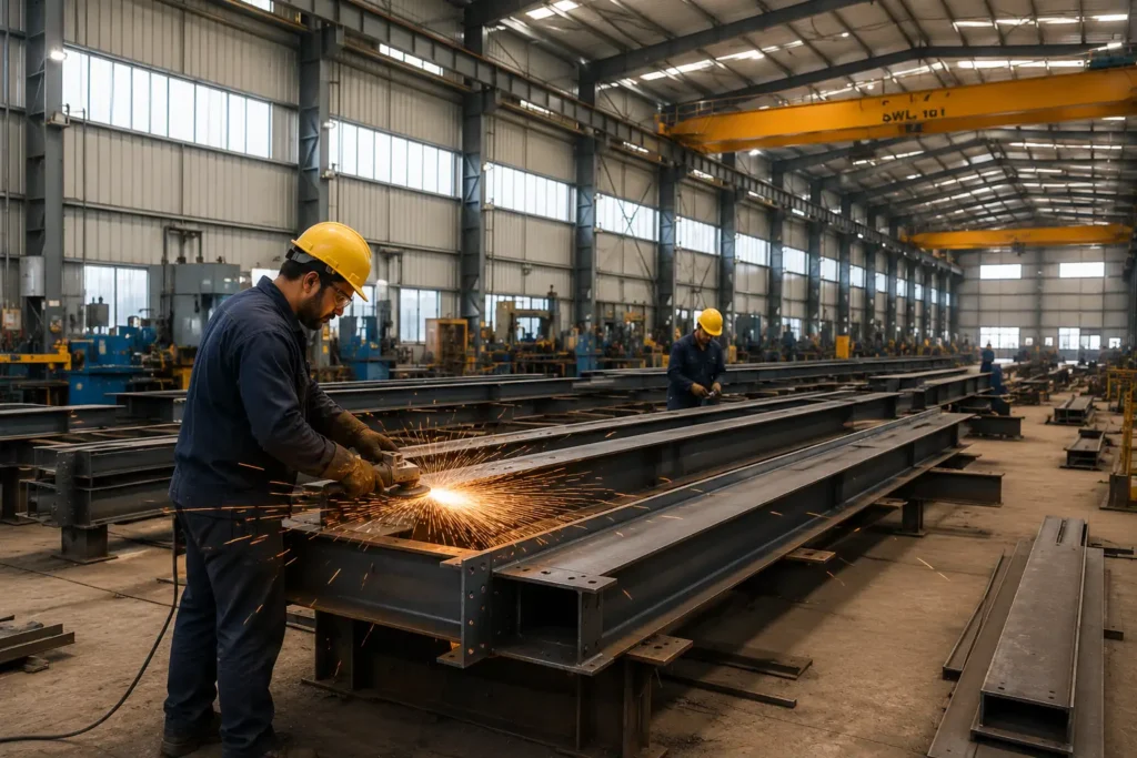 Steel structure fabrication for a PEB project in Delhi NCR