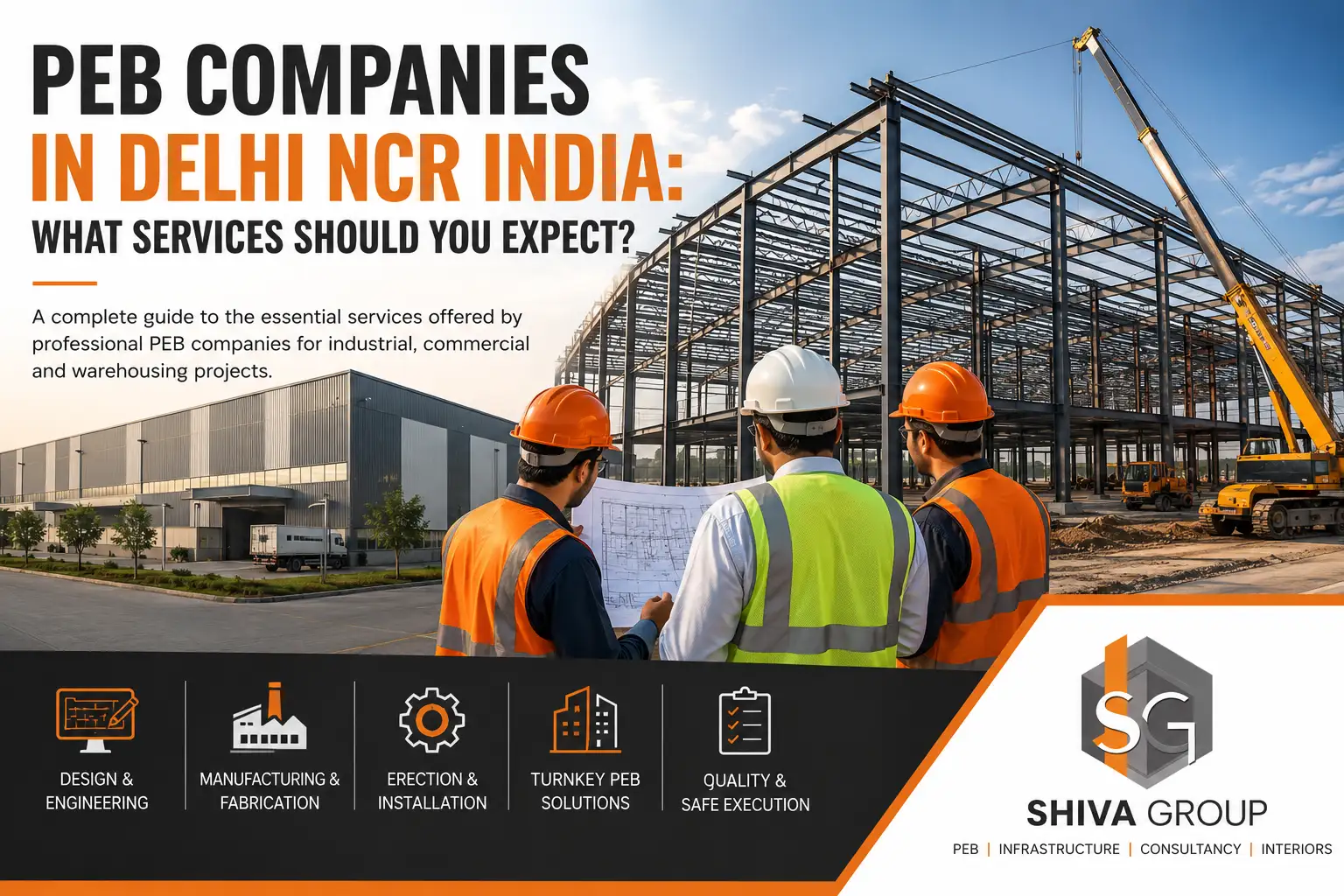 Pre Engineered Building company in Delhi NCR constructing an industrial warehouse